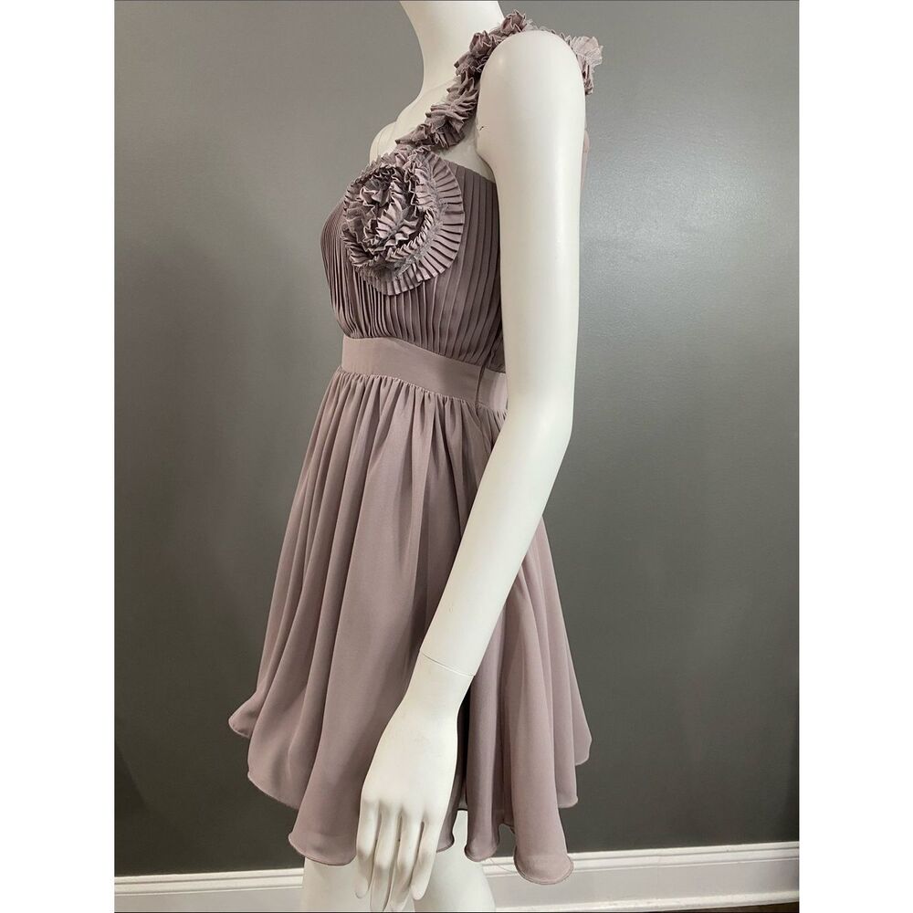 MM Couture One-Shoulder Pleated Chiffon Dress in Mauve Size XS - Picture 4 of 11